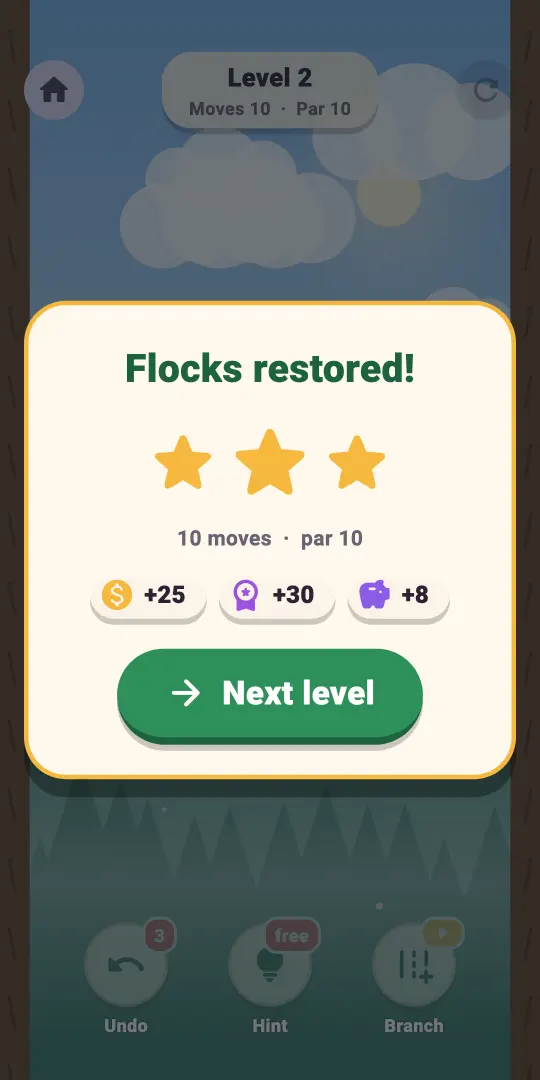 Flocks fly home screen of The Canopy Kingdom